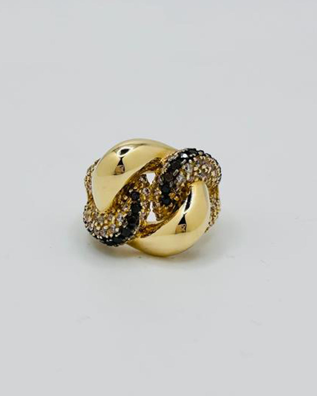 ANILLO DE MUJER FANCY ESTILO CADENA PIEDRAS BLANCAS Y MORADAS
