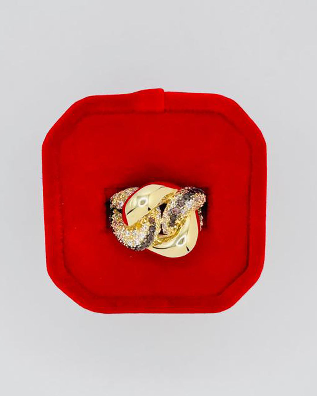 ANILLO DE MUJER FANCY ESTILO CADENA PIEDRAS BLANCAS Y MORADAS