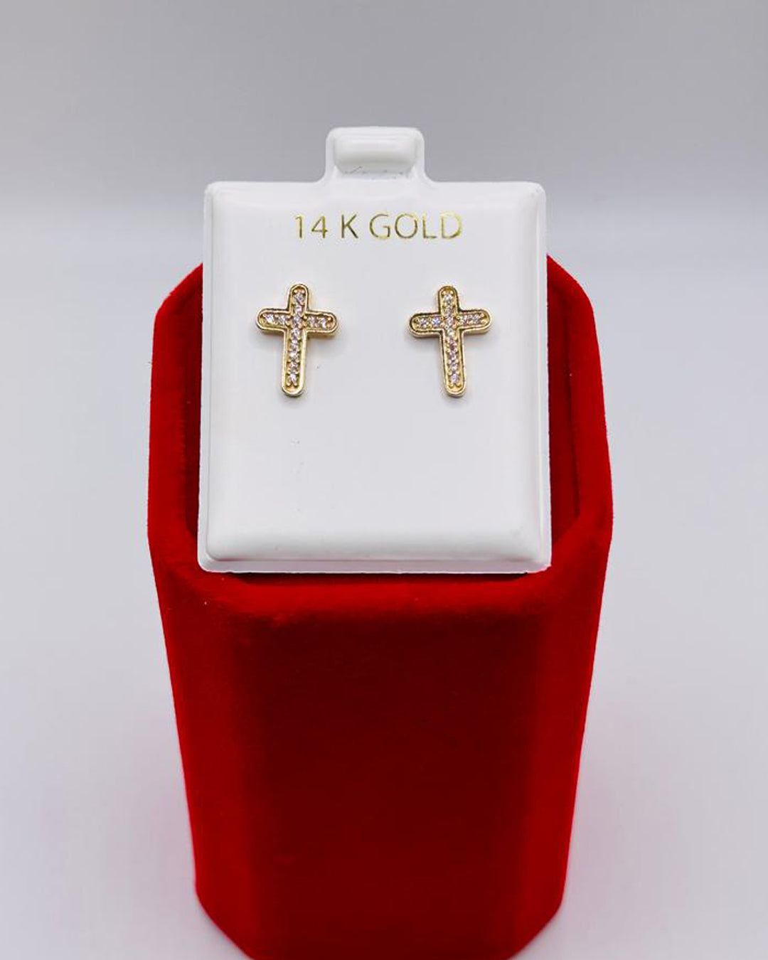 ARETES DE CRUZ PIEDRAS BLANCAS