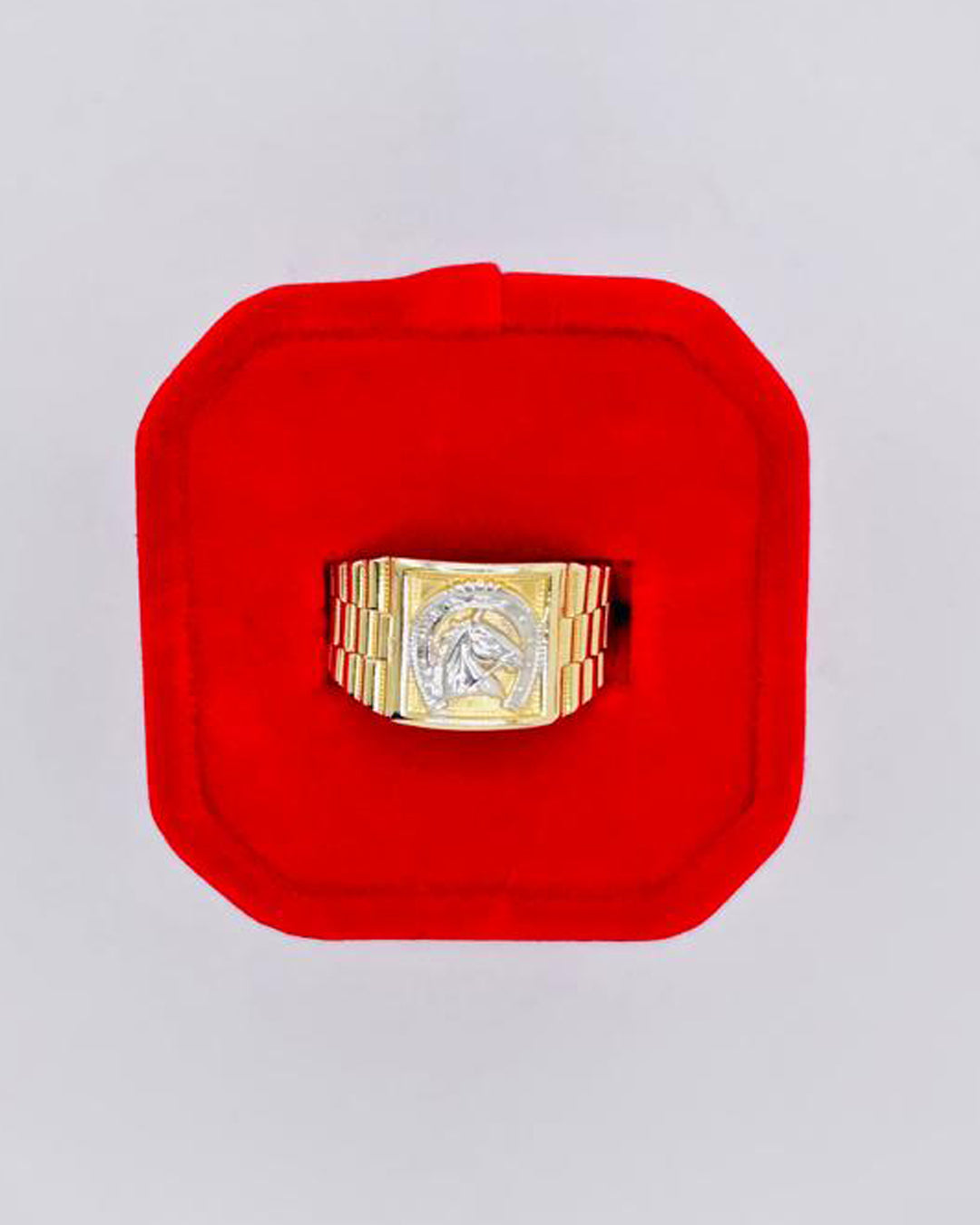 ANILLO DE HOMBRE CON CABALLO Y HERRADURA