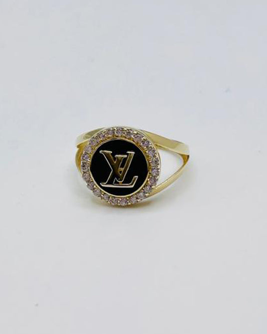 ANILLO DE MUJER CON DETALLE DE LV FONDO NEGRO