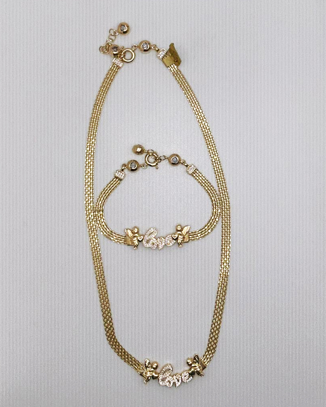SET DE CADENA Y PULSERA MUJER  ELEGANTE LOVE