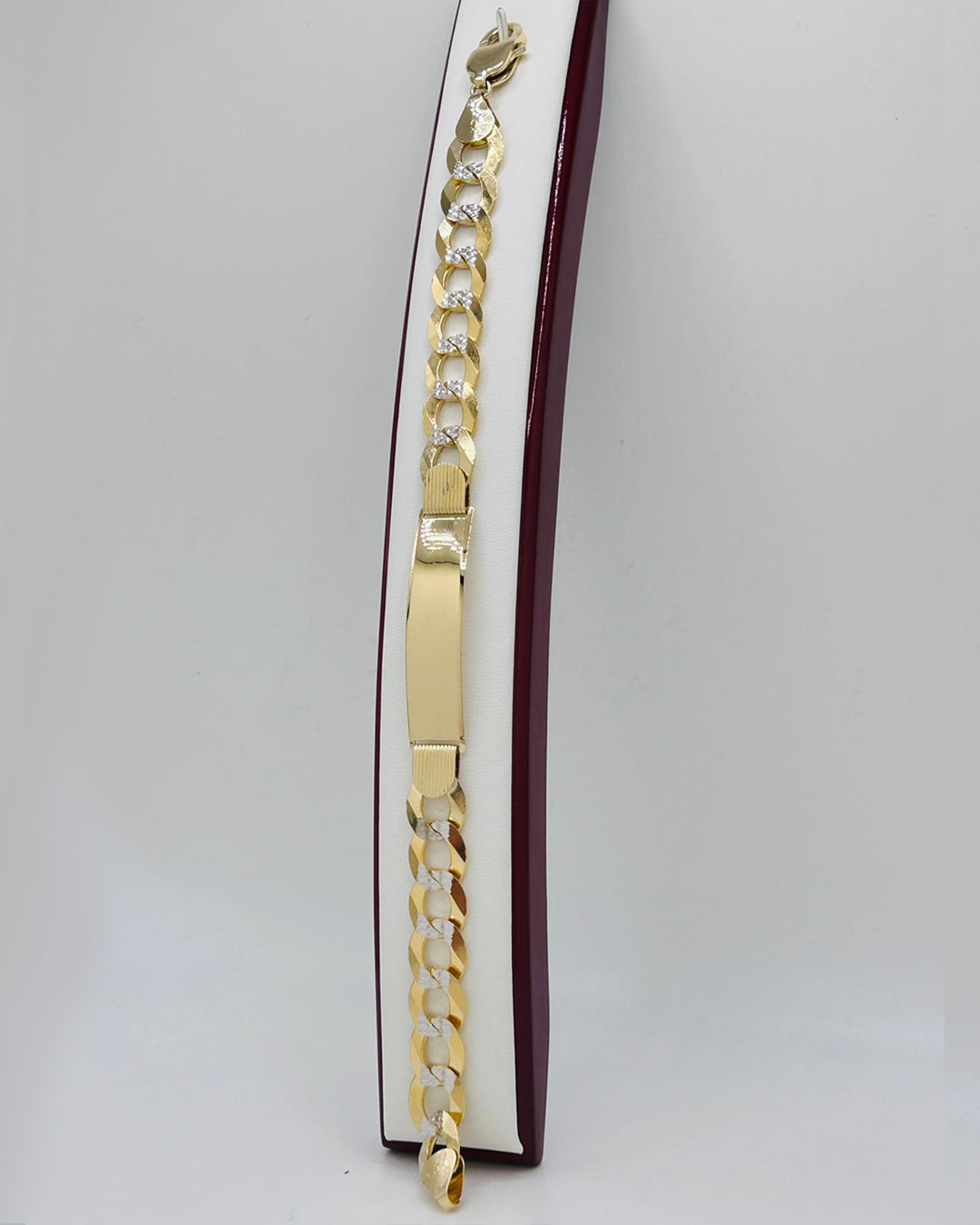 PULSERA ESTILO CUBANO CON PLACA DOS TONOS