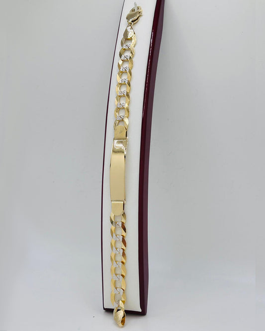 PULSERA ESTILO CUBANO CON PLACA DOS TONOS