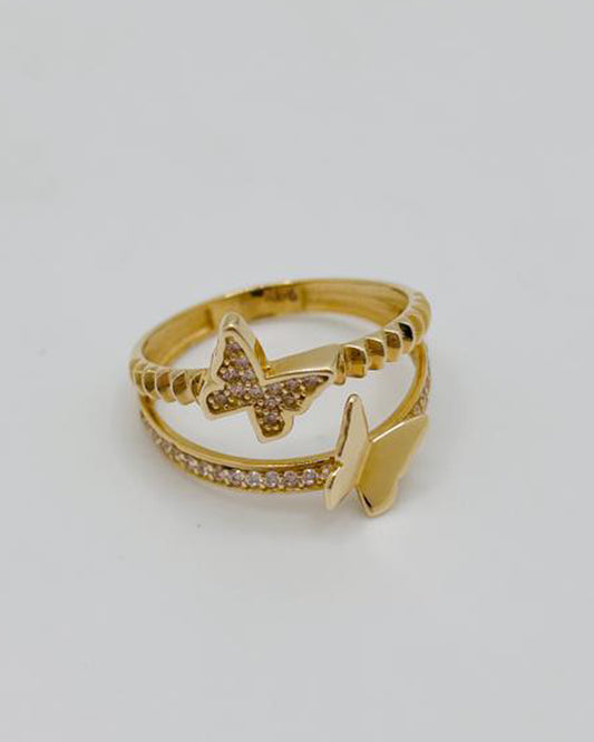 ANILLO DE MUJER DOBLE CON DETALLES FIGURA MARIPOSA