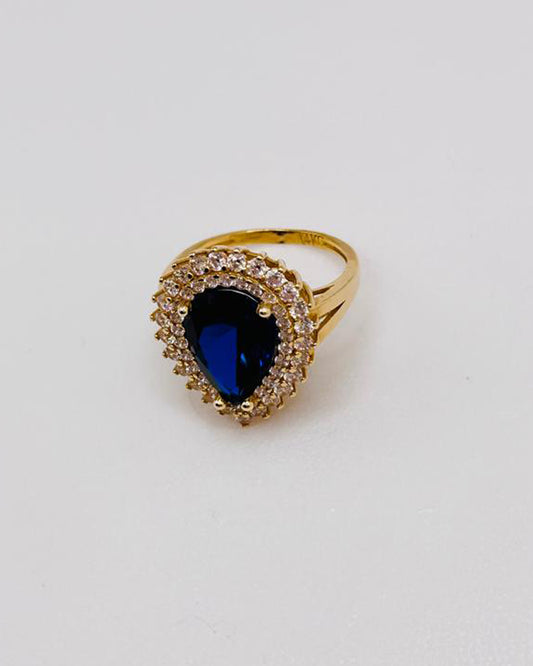 ANILLO DE MUJER PIEDRA AZUL Y PIEDRAS BLANCAS