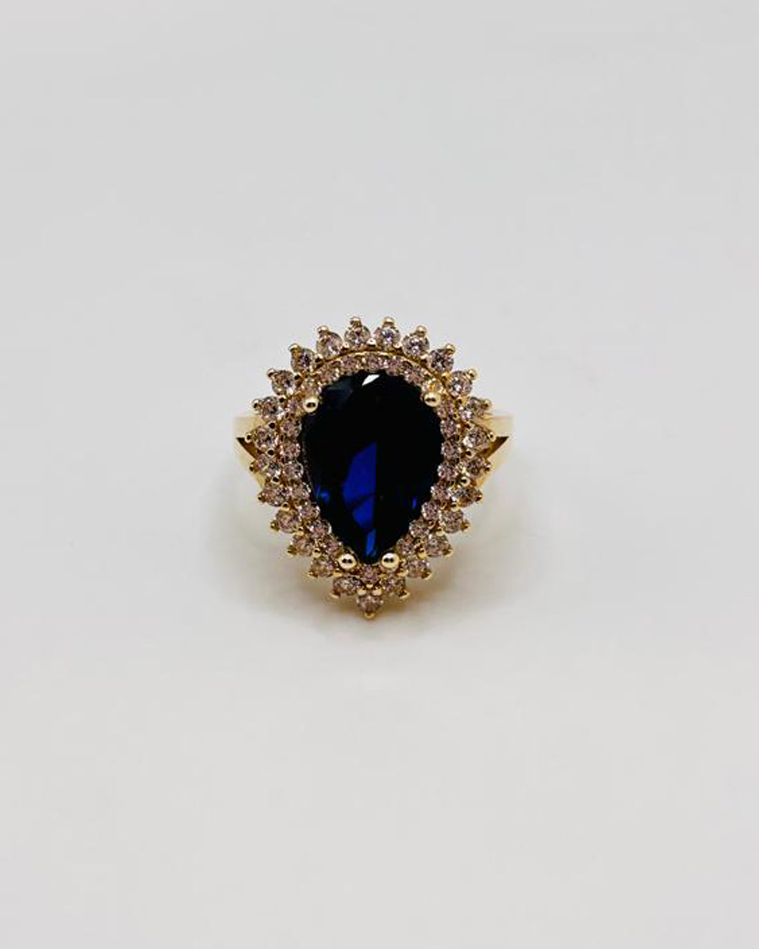 ANILLO DE MUJER PIEDRA AZUL Y PIEDRAS BLANCAS