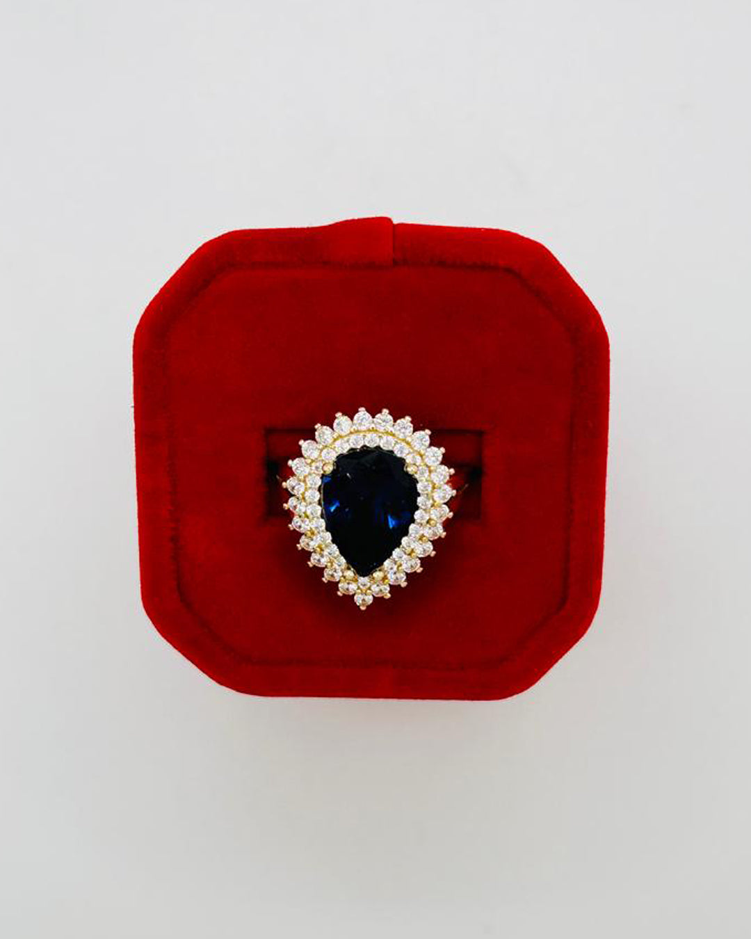 ANILLO DE MUJER PIEDRA AZUL Y PIEDRAS BLANCAS