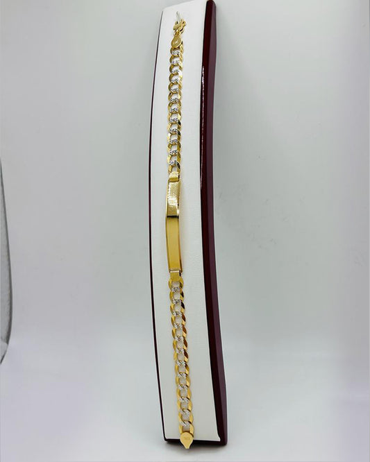 PULSERA CUBANO DOS TONOS CON PLACA