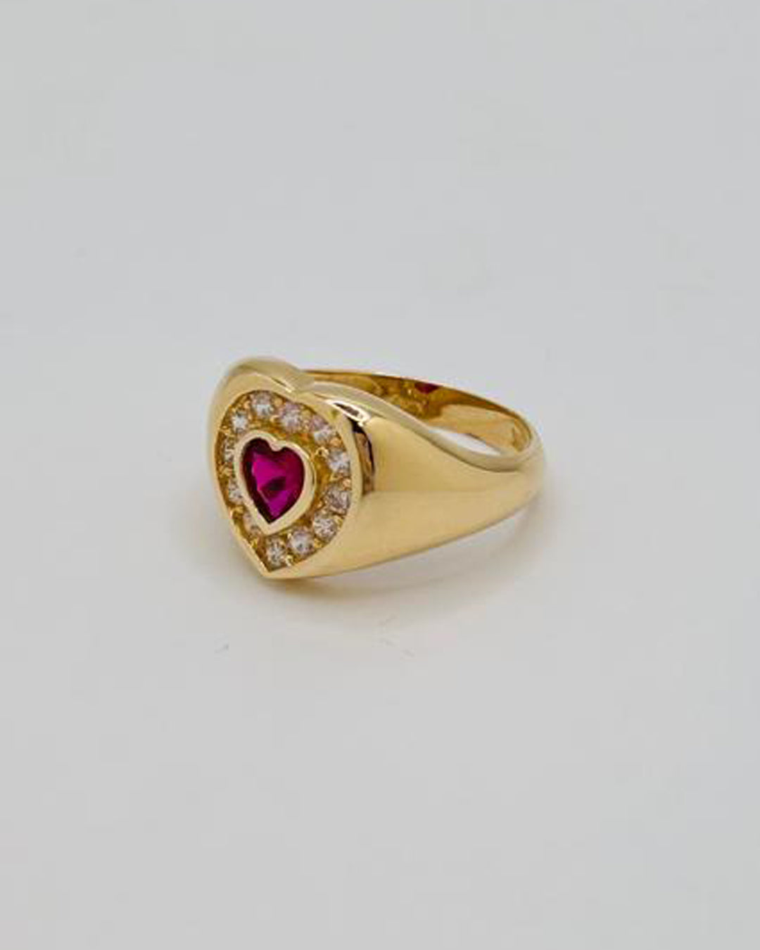 ANILLO DE MUJER CORAZON CON PIEDRA ROJA