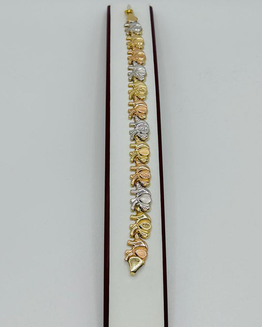 PULSERA DE ELEFANTES EN TRES OROS